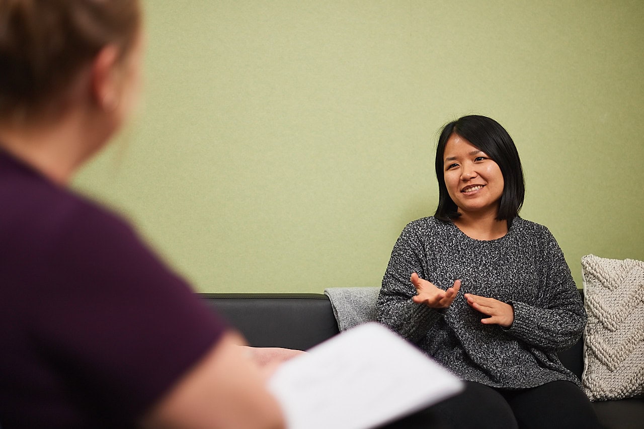 Customer talking to therapist during a counselling session