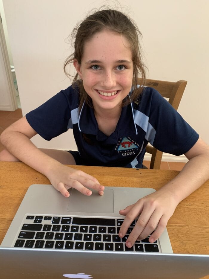 Customer Ashleigh accesses Gaming Therapy on her laptop.
