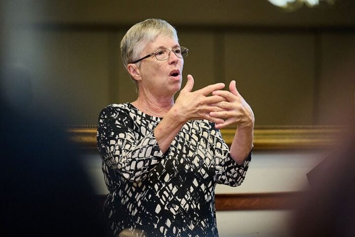 Barbara Singer delivering a presentation