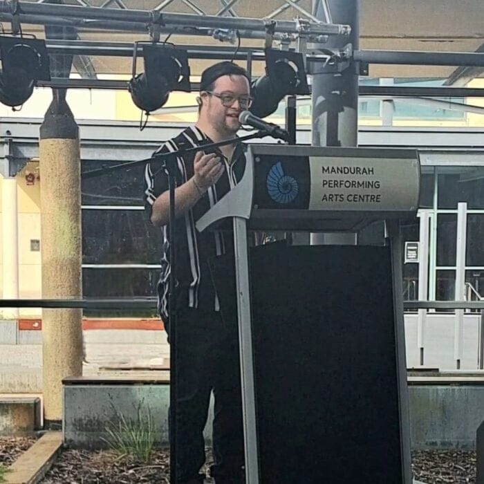 Adam speaking at Down Syndrome WA
